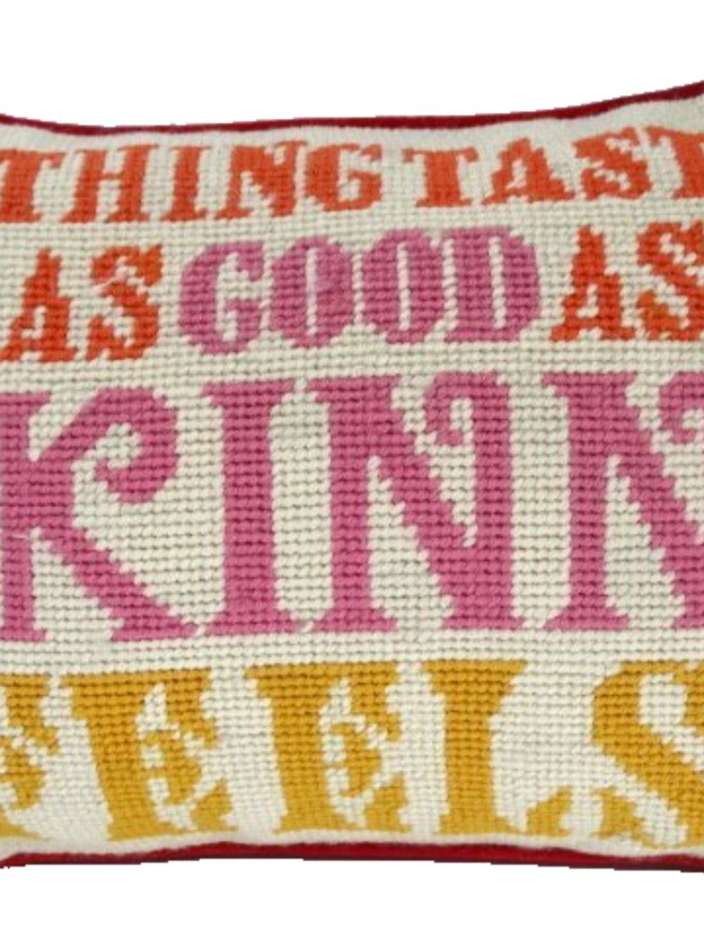 Jonathan Adler Needlepoint Multi-color Pillow Kate Moss "Skinny..", 12" X 9"x 4"